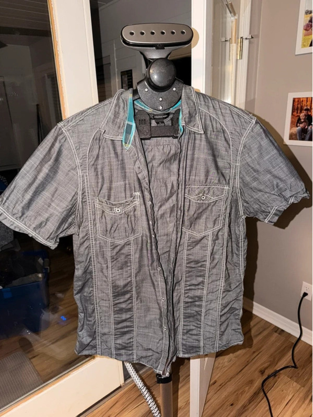 INC International Concepts Men's XL Gray Short Sleeve Button-Up Shirt